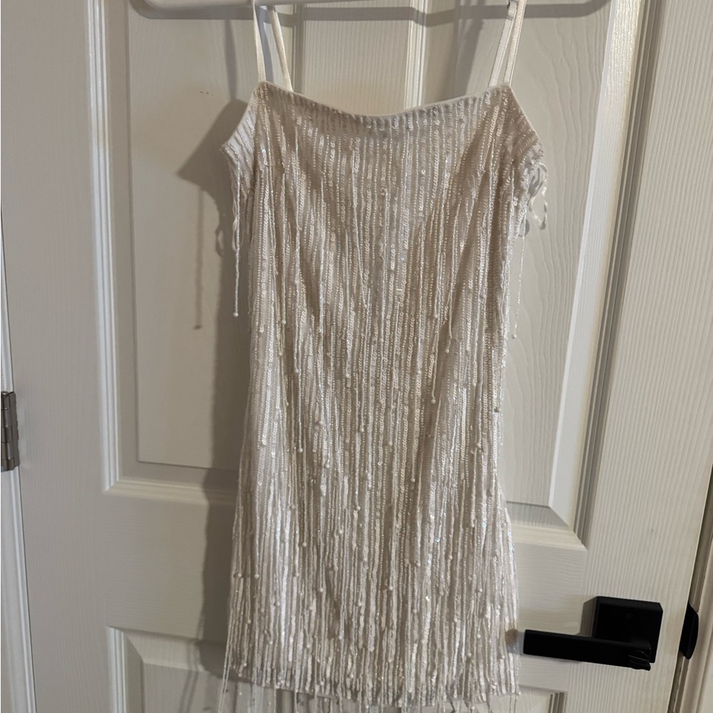 Ramy Brook White Sequin Mini Dress